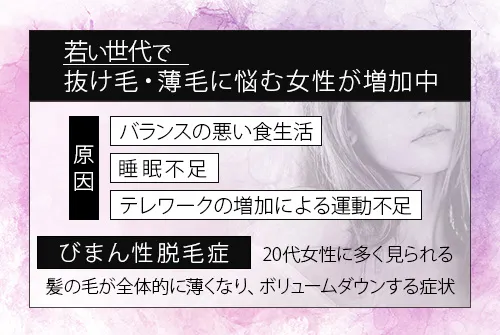 若い世代で抜け毛・薄毛に悩む女性が増加中